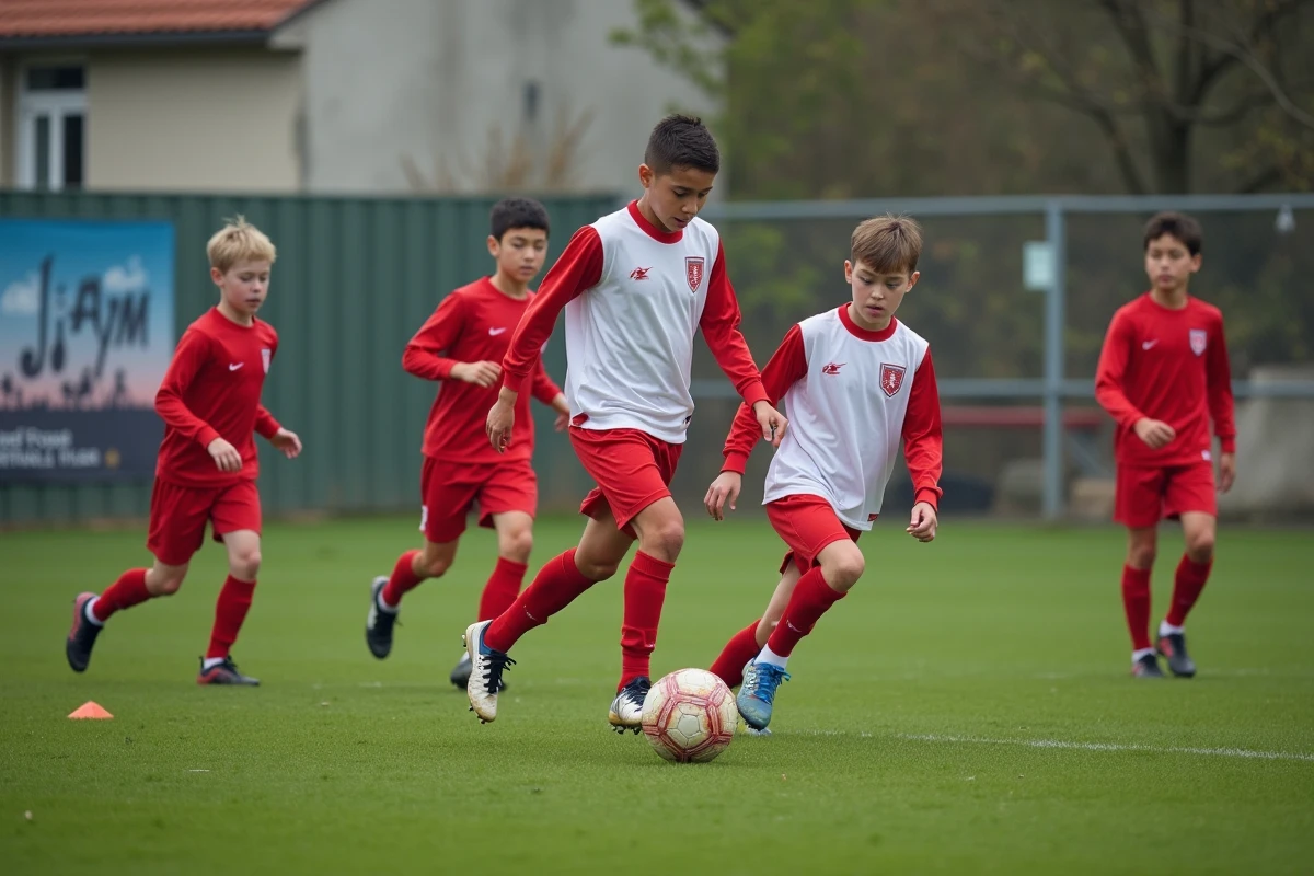 Jeunes joueurs de football en entraînement dans un club amateur français