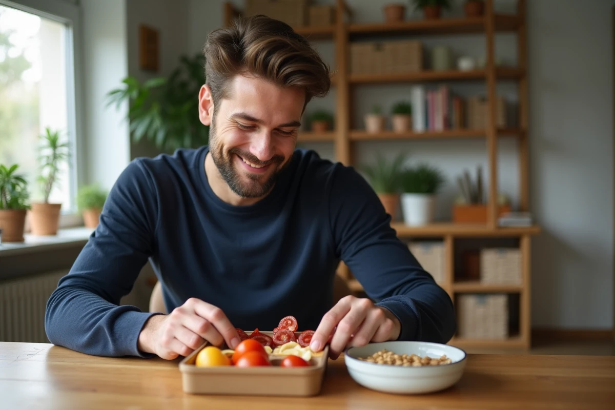 Père préparant une lunchbox pour son enfant